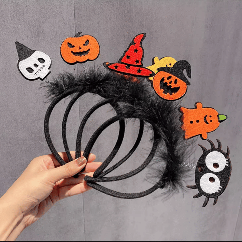 Băng đô dự tiệc khiêu vũ phụ kiện tóc đầu lâu ma quái,vòng tóc đen bí ngô Halloween