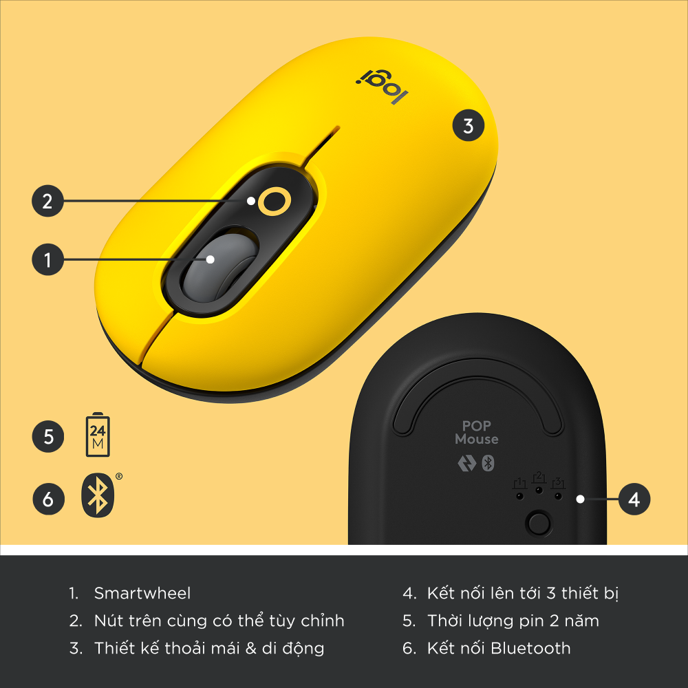 Hình ảnh Chuột không dây bluetooth Logitech POP Mouse - Hàng chính hãng