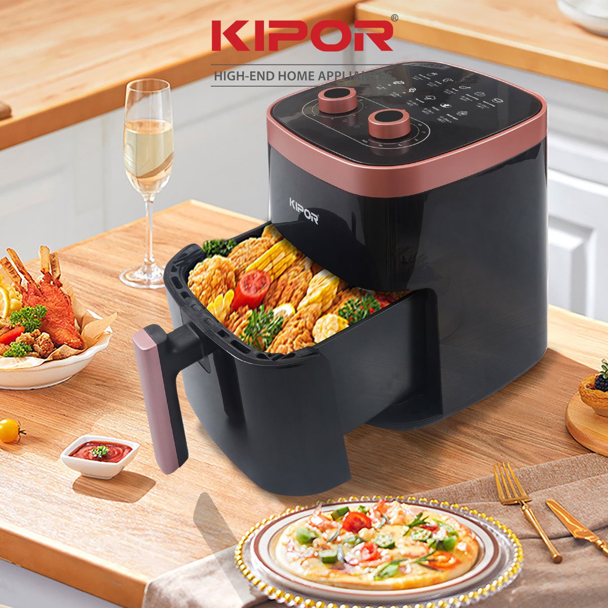 Nồi chiên không dầu KIPOR KP-AF632 - 6L - Điều khiển cơ, công nghệ đối lưu khí nóng 4D - Phủ chống dính cao cấp - Hàng chính hãng