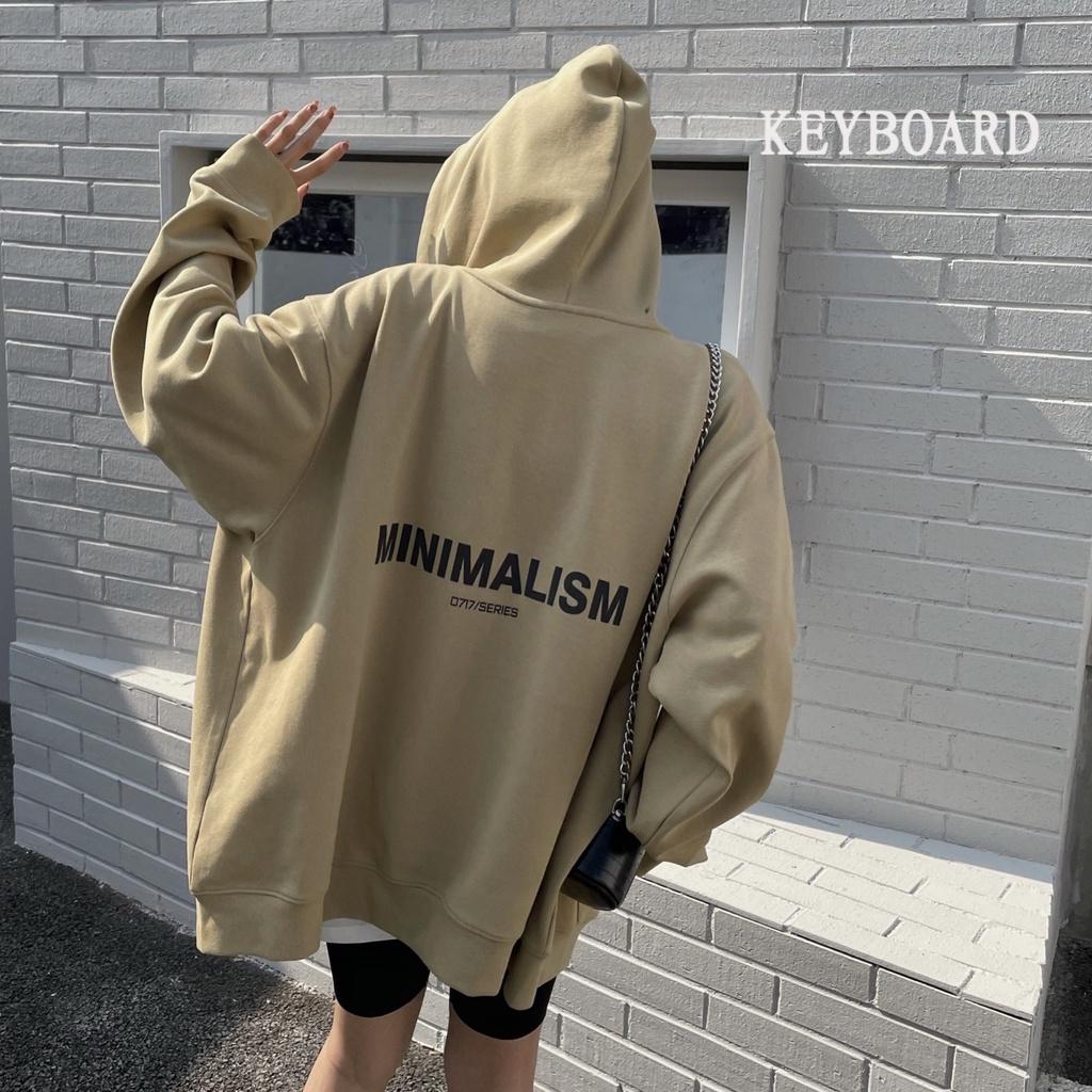Áo khoác hoodie nỉ bông dây kéo in chữ MINIMAL form rộng unisex nam nữ Vuasivuare