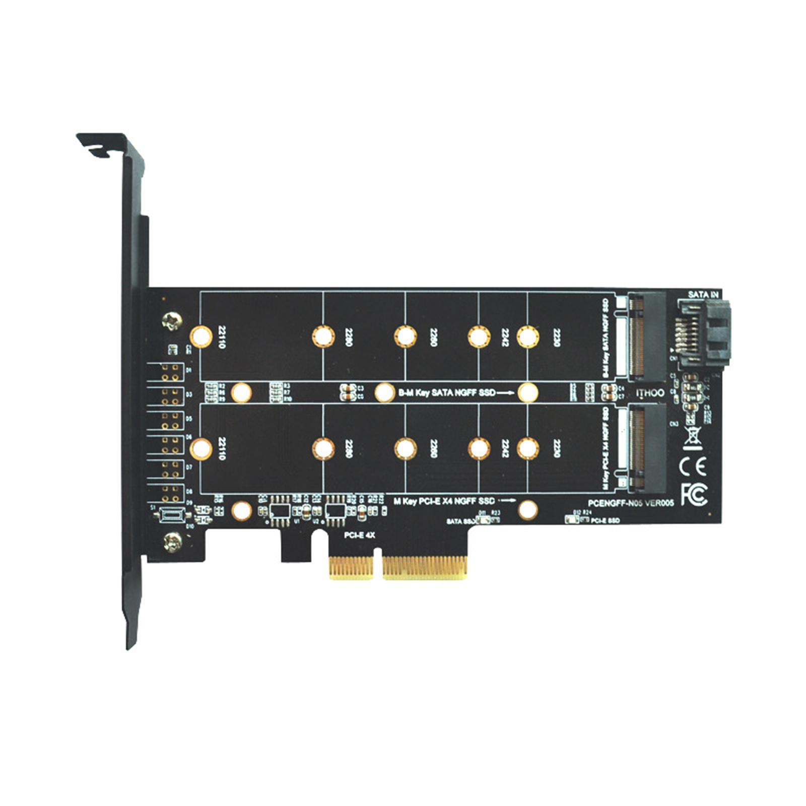 PCI E 4x to M.2 Key Dual Interface Card, PCI E 4x to M.2 Adapter Card, Durable PCI E 1x PCI E 4x B Key M Key M.2 to PCIe Adapter Card