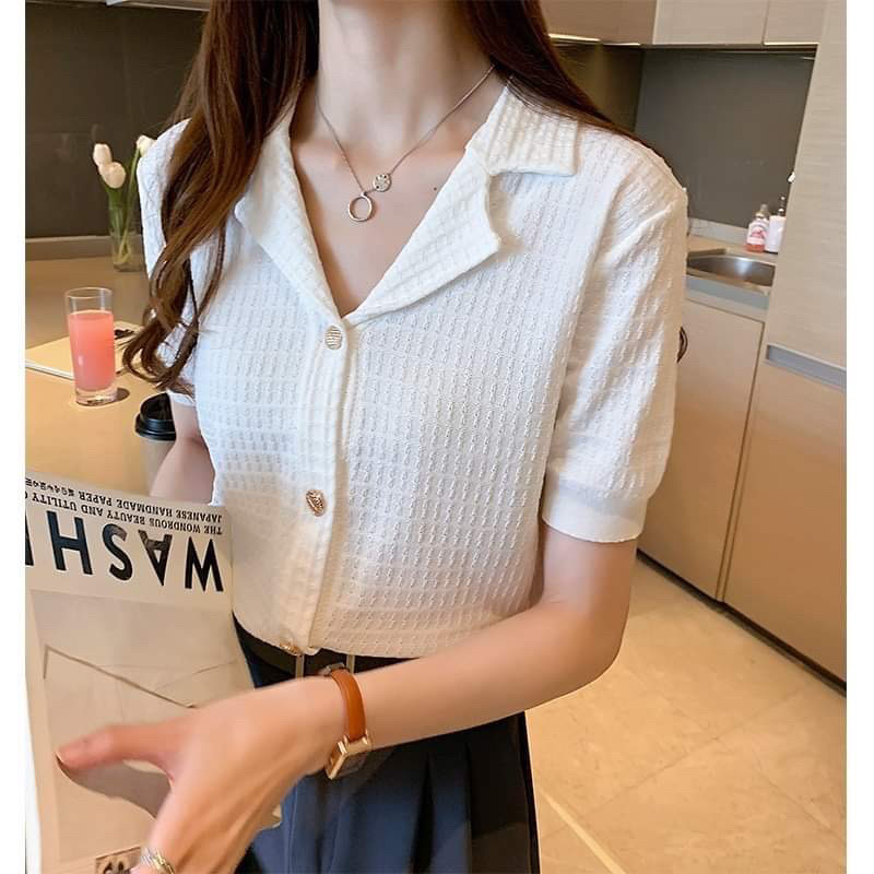 ÁO DỆT KIM ZHELIHANGFEL TAY NGẮN CỔ DUYÊN DÁNG XINH XẮN AL08