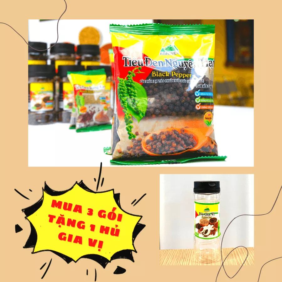 Tiêu Đen Nguyên Hạt Agrinet (100g/gói)