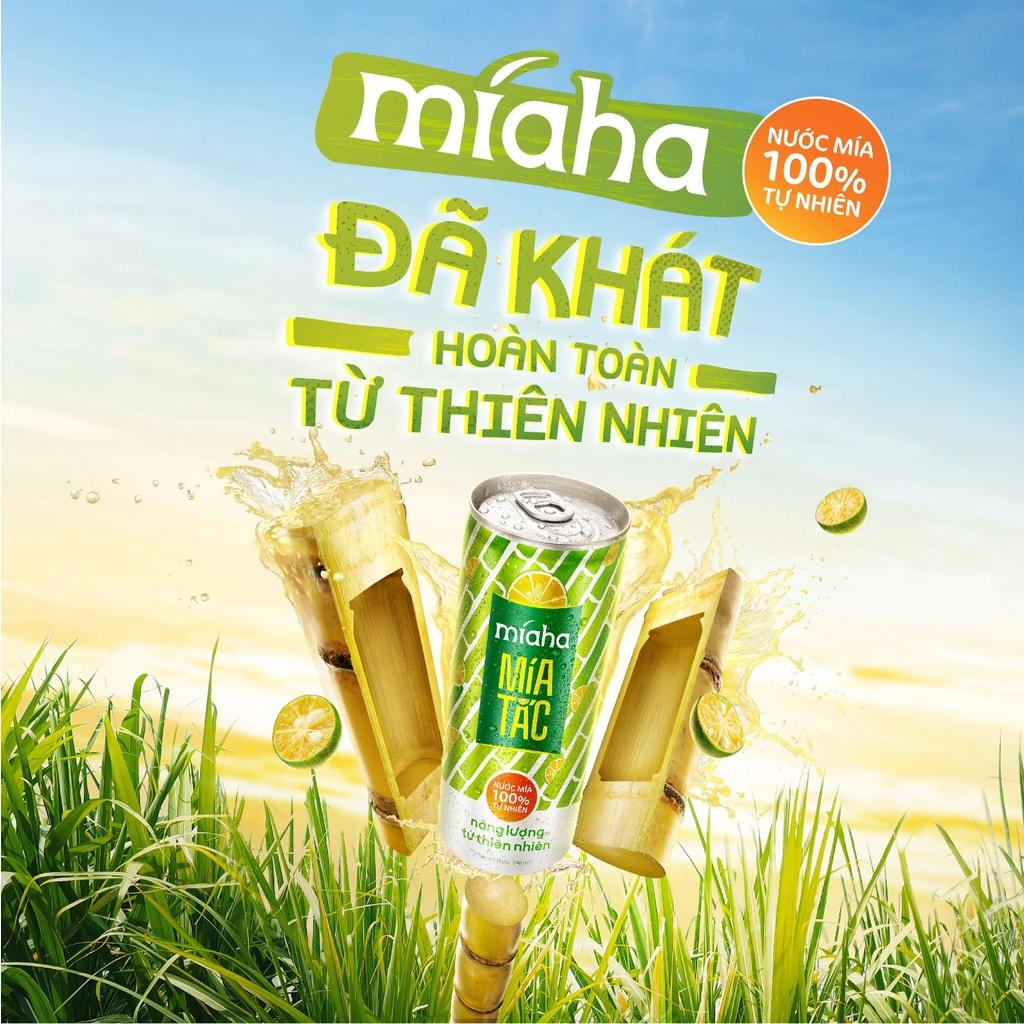 Combo_6_Lon Nước Mía Tắc Tự Nhiên MÍAHA dung tích 240ml/Lon