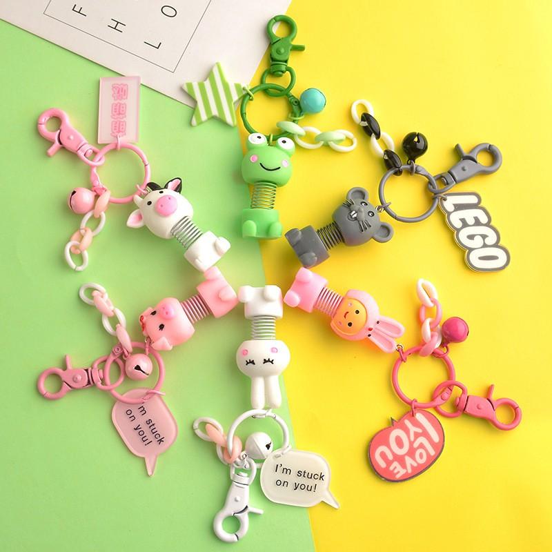 Móc Khóa Chuông Hoạt Hình Lò Xo Giá Rẻ Móc Khóa Hình Thú Dễ Thương