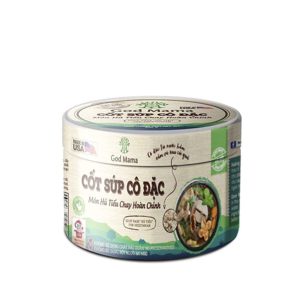 Cốt súp cô đặc - Món Hủ Tiếu Chay Hoàn Chỉnh - Gia vị nấu hủ tiếu chay tiện lợi - Hũ 200gr - Tiêu chuẩn FDA, không bột ngọt, không chất bảo quản, tốt cho sức khỏe - Sản phẩm số 1 tại Mỹ