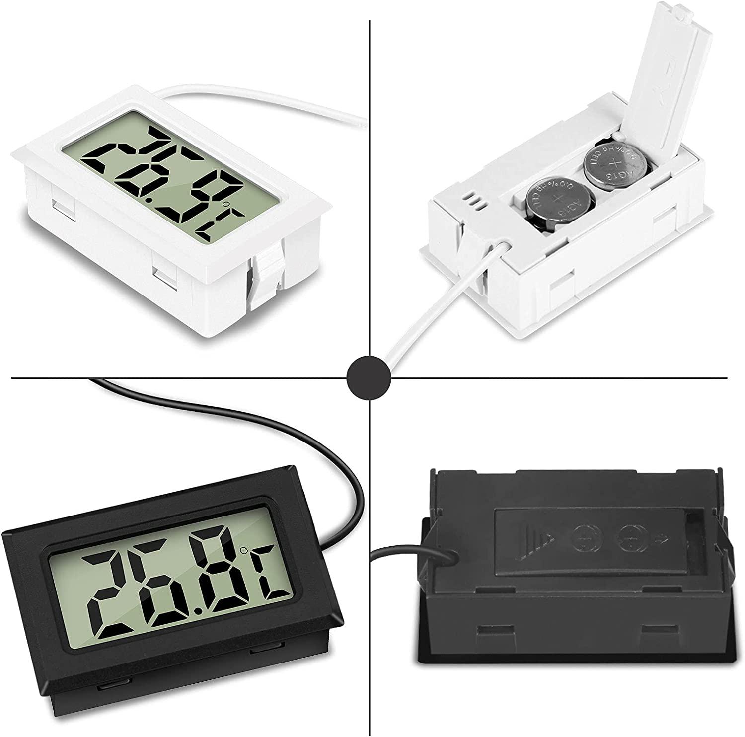 4PCS Mini Nhiệt kế LCD kỹ thuật số Nhiệt độ với Máy kiểm tra cảm biến đầu dò nhiệt độ cho Tủ lạnh Tủ đông Hồ cá