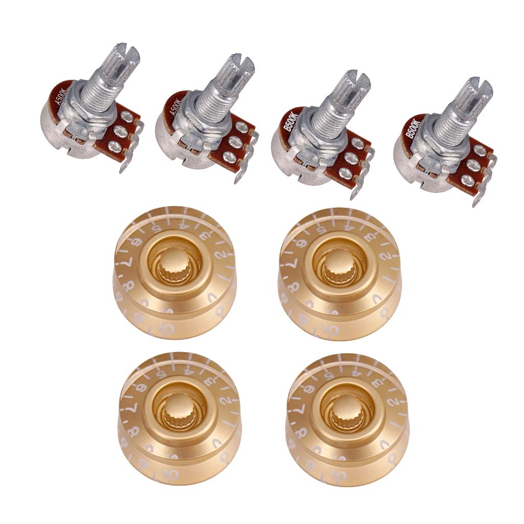 4x 500K POTS Guitar Volume Tone Potentiometer and Knobs Gold Control Switch