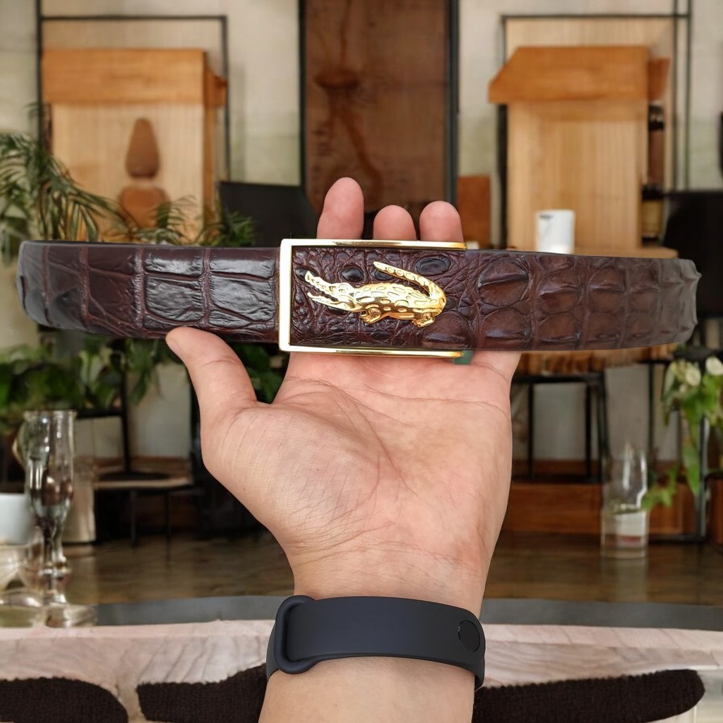 Thắt Lưng Cá Sấu Liền 4cm. Mặt khóa THÉP không gỉ loại 1