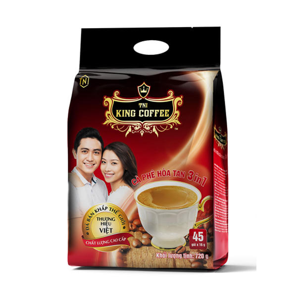 Cà Phê Hòa Tan 3IN1 KING COFFEE - Túi 45 gói x 16g