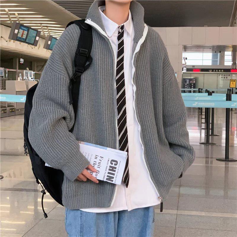 Áo Khoác Cardigan Len Dày Dáng Rộng Thời Trang Thu Đông Cho Nam Size M-2XL
