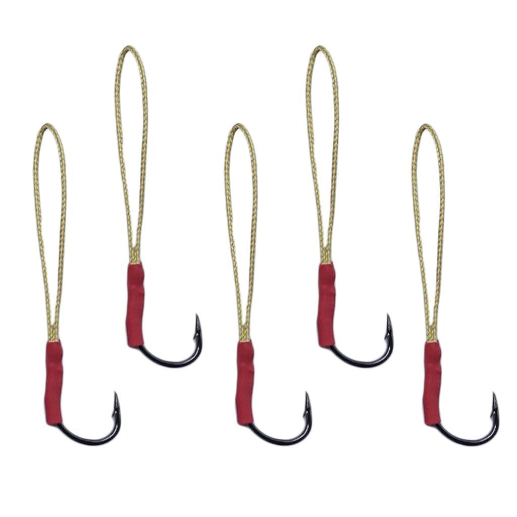 5 Pieces Jigging Assist Hooks Assist Fishing Hooks With White PE Line