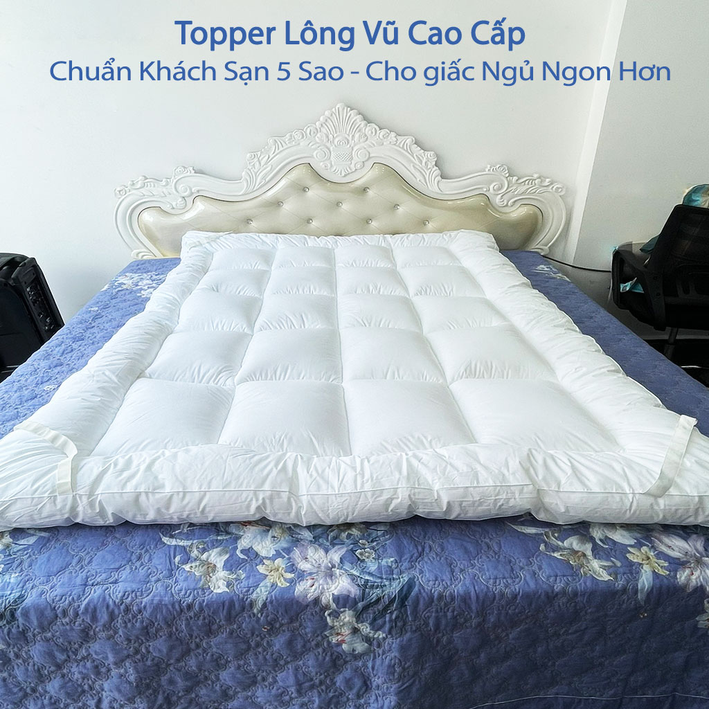 Topper Lông Vũ Cao Cấp Chuẩn Khách Sạn 5 Sao Tấm Làm Mềm Nệm Topper Toper Nệm Đệm Tấm Bảo Vệ Nệm Miếng Lót Nệm Topper Trải Giường Tấm Đệm Toper - Hệ Thống Nệm