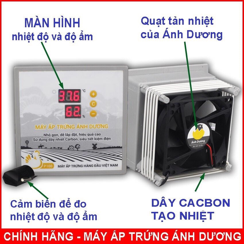 Máy ấp trứng Mini Ánh Dương  P 100  loại đảo tay