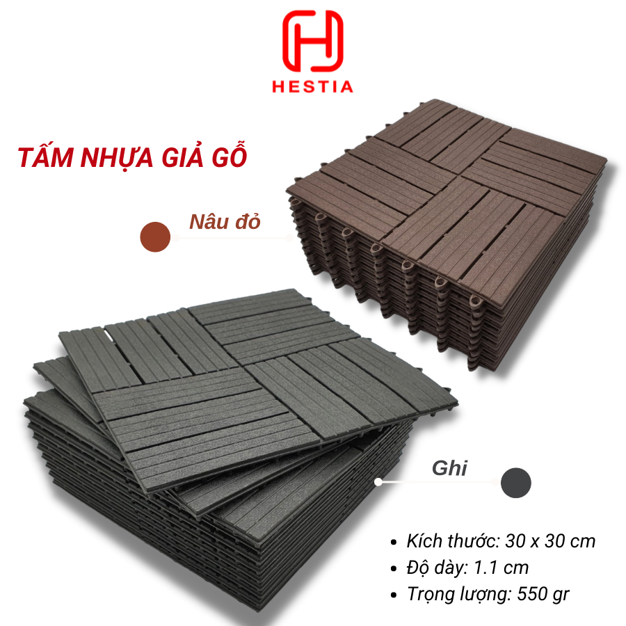 Vỉ nhựa lót sàn 12 NAN - Phong cách mới - Chống trơn trượt ban công, bể bơi, sân thượng, sân vườn, nhà tắm, quán cafe.