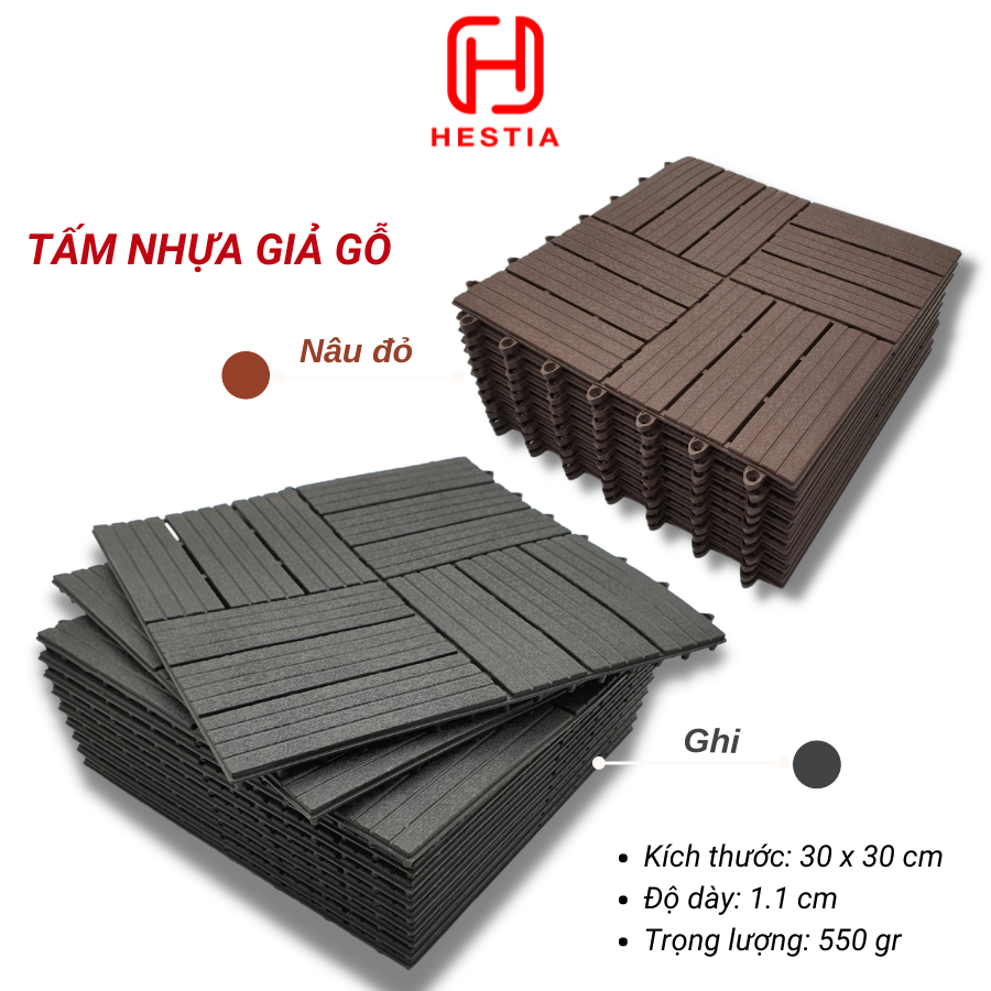 COMBO22 Vỉ nhựa lót sàn 12 NAN - Phong cách mới. Chống trơn trượt ban công, bể bơi, sân vườn, sân thượng, nhà tắm