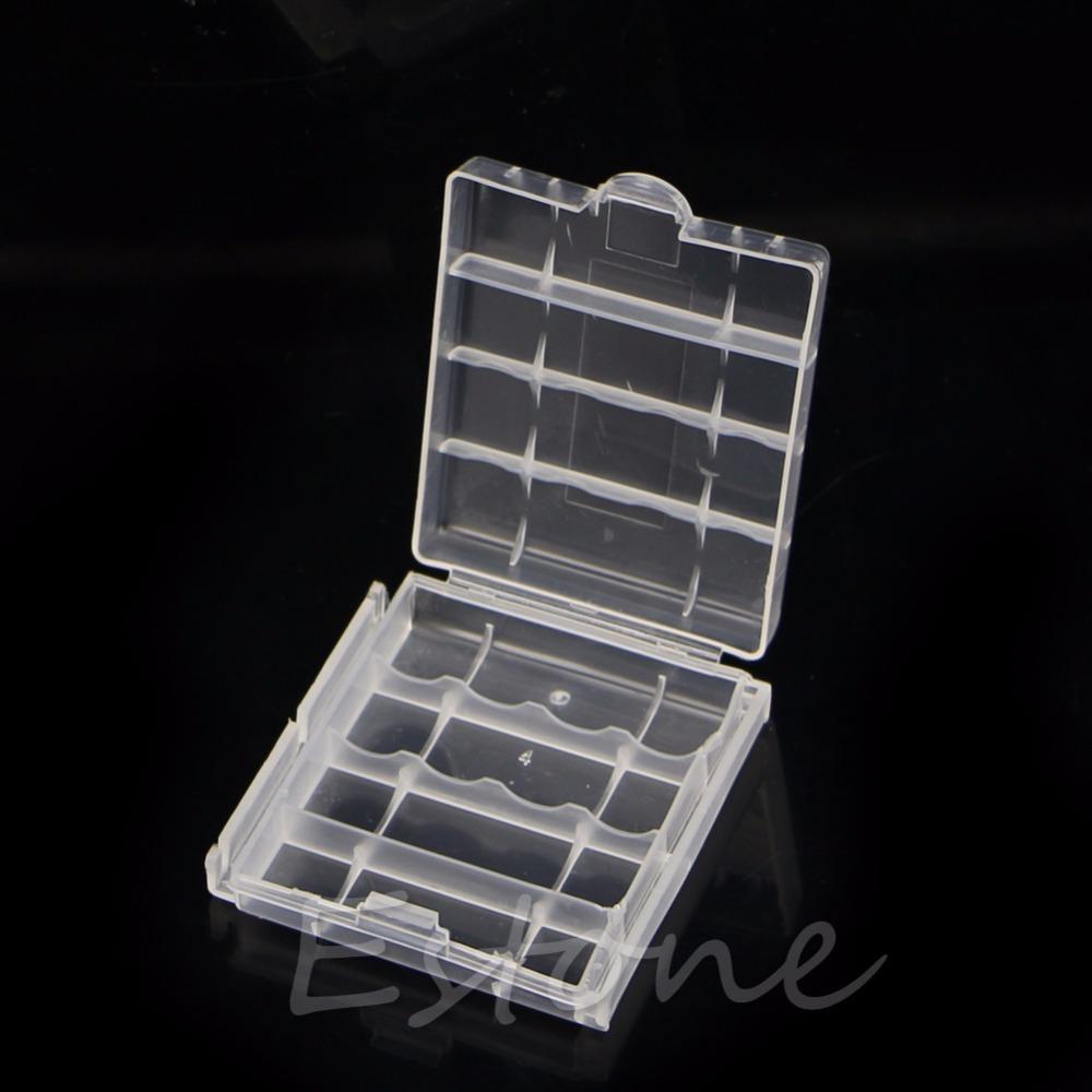 10 Chiếc Nhựa Cứng Pin Ốp Lưng Giá Đỡ Hộp Bảo Quản 4X AA Pin AAA Trắng