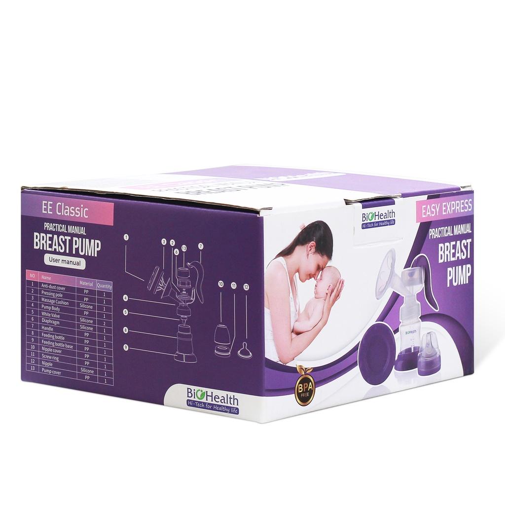 Máy hút sữa cầm tay BioHealth EE Classic đệm massage sillicon hình cánh hoa kích thích lưu thông tuyến sữa êm ái