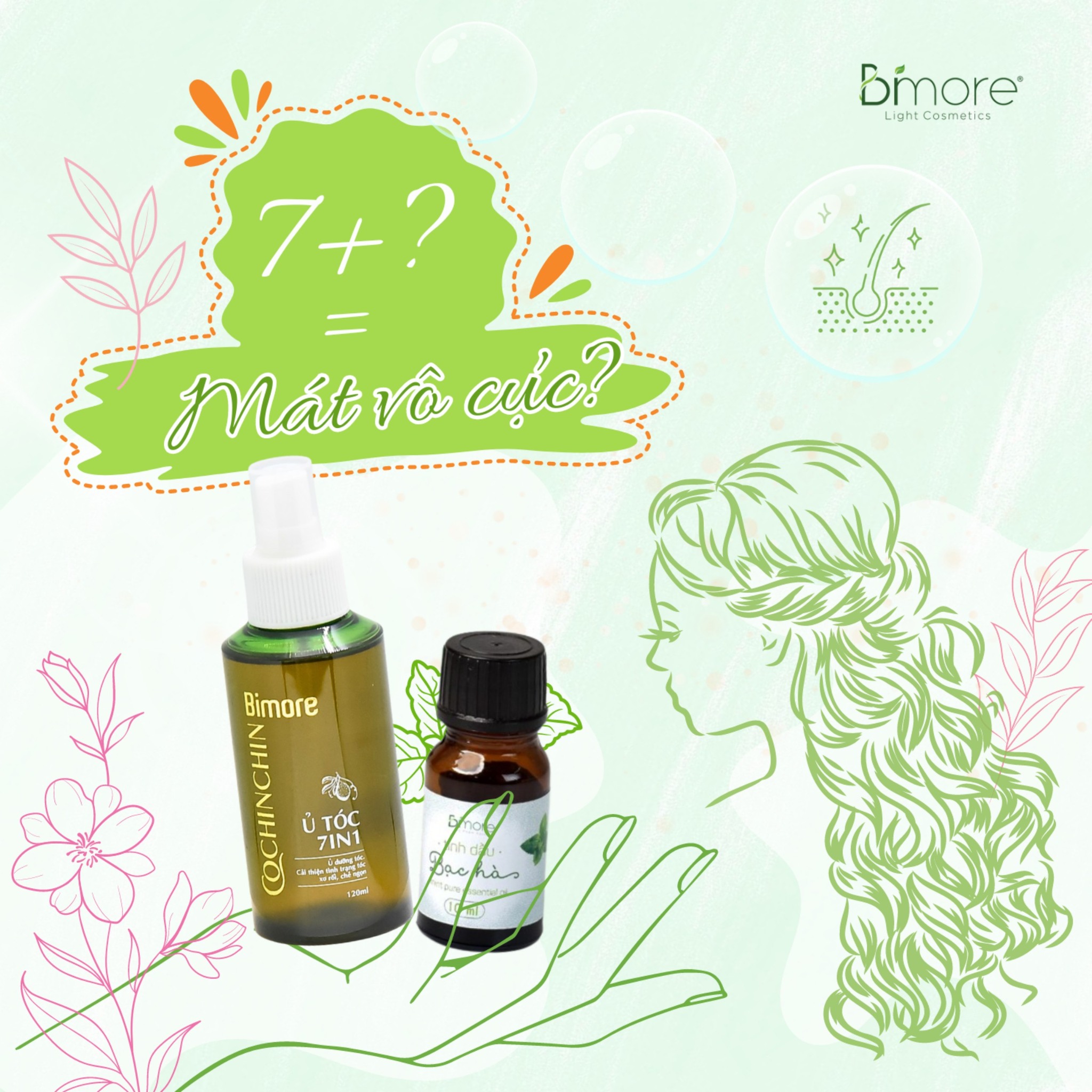 Hỗn hợp ủ tóc 7in1 dưỡng tóc chắc khỏe, thúc đẩy tóc mọc nhanh, mọc nhiều
