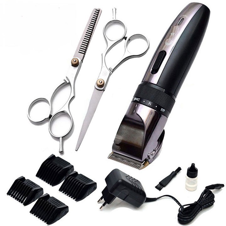 Tông Đơ Cắt Tóc Công nghệ Hàn Quốc TẶNG KÈM Bộ Kéo Cắt Tỉa Chuyên Nghiệp, mã 531