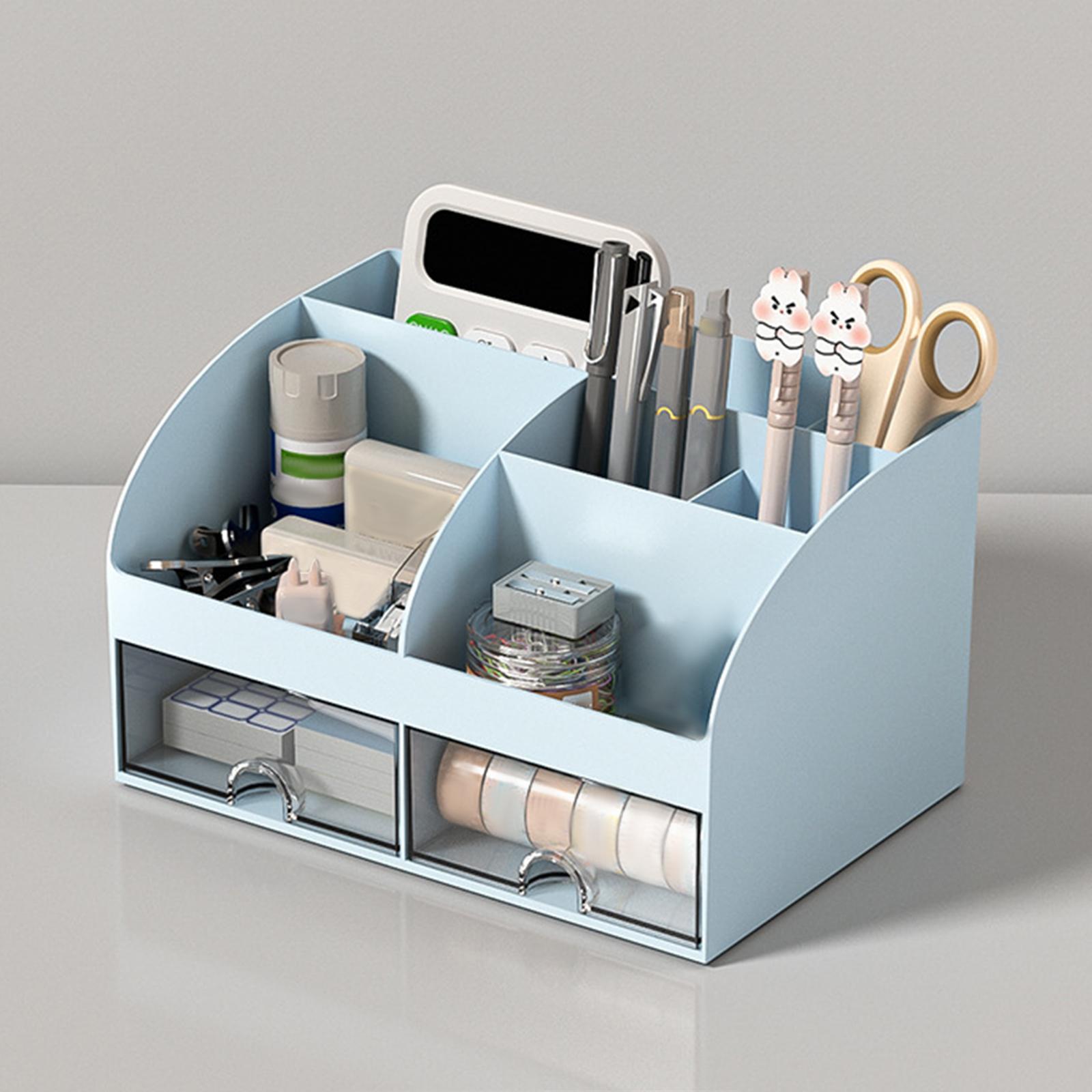 Desk Organizer with Drawers Makeup Brush Storage Holder Cosmetic Desk Accessories Makeup Organizer for Office Counter Dresser