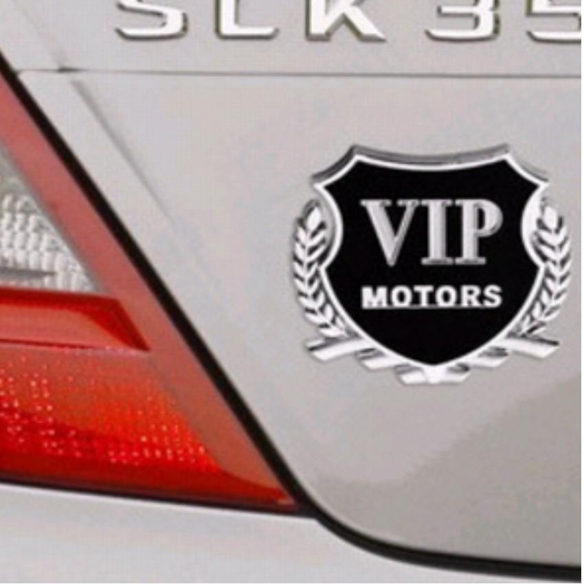 Logo xe Ô tô VIP MOTORS bông lúa,tặng khăn lau đa năng 206277