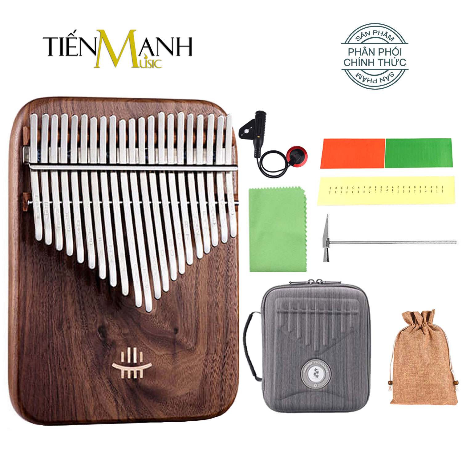 Đàn Kalimba 21 Phím Hluru KY21 - Kèm hộp chống sốc (Gỗ Walnut - Khắc Phím) Hàng Chính Hãng - Kèm Móng Gẩy DreamMaker