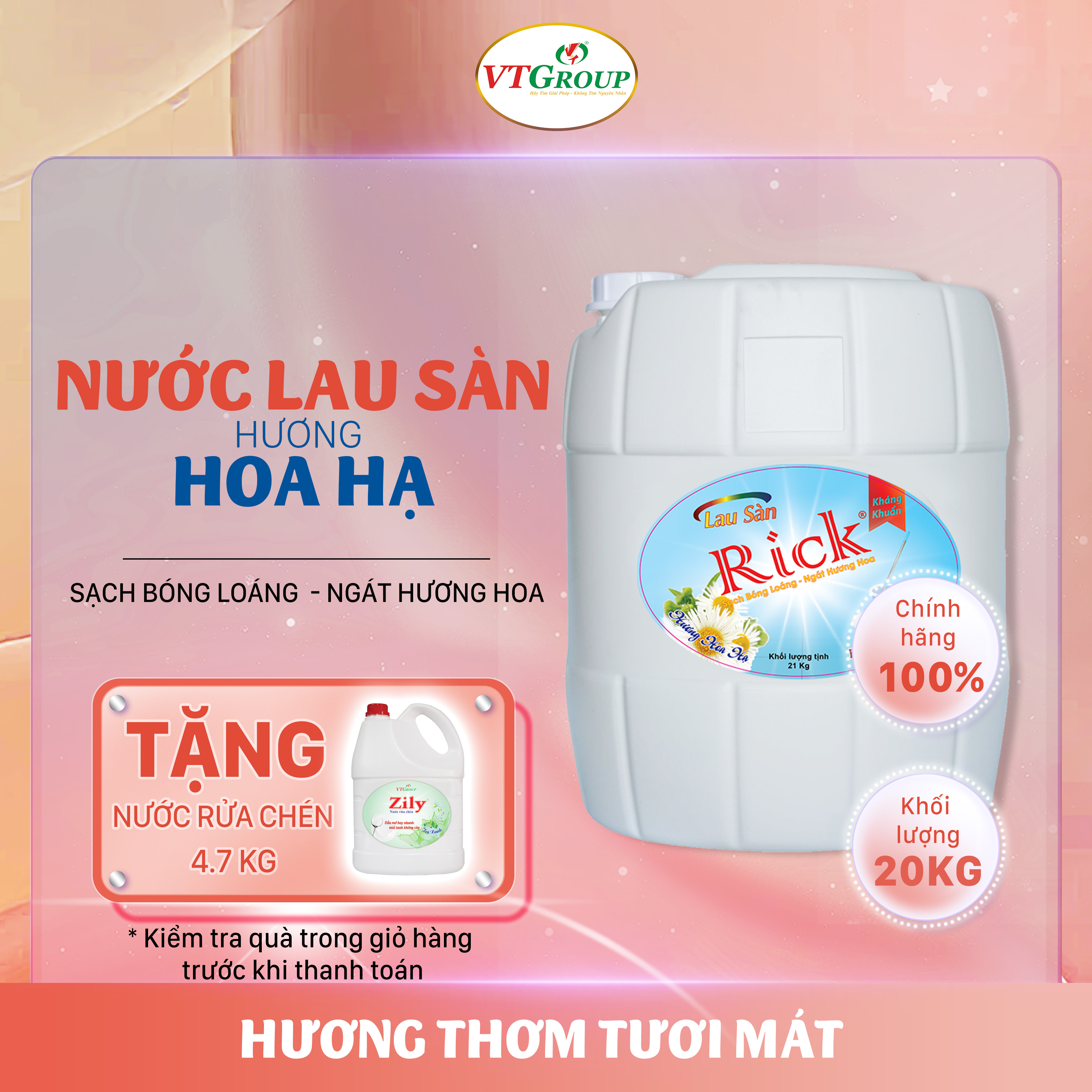 Nước lau sàn Rick 20kg - Tặng 1 NRC 4.7KG