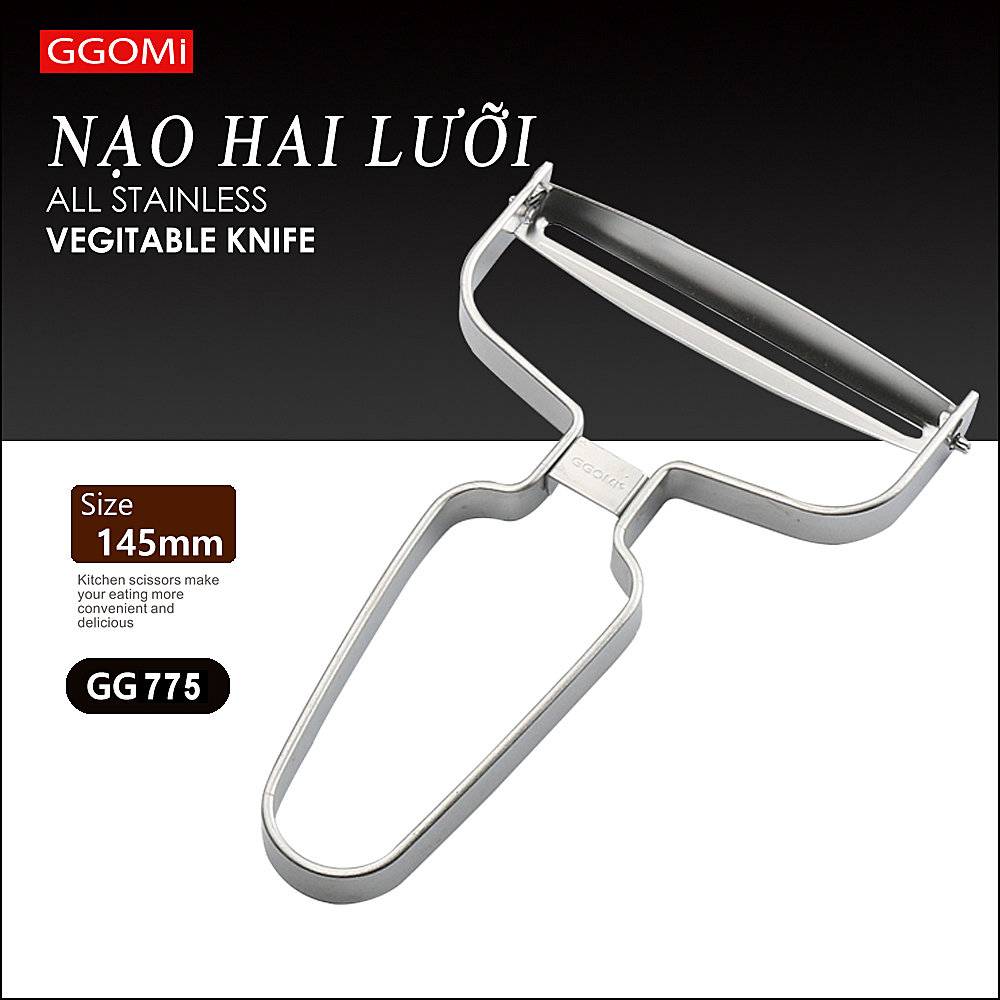 Bào, nạo 2 lưỡi sắc bén dài 14.5cm bằng thép không gỉ an toàn sức khỏe của GGOMi Hàn Quốc GG775
