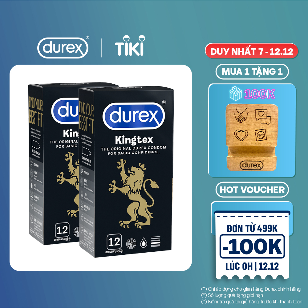 Bộ 2 hộp bao cao su Durex Kingtex 12s (hộp 12 bao)