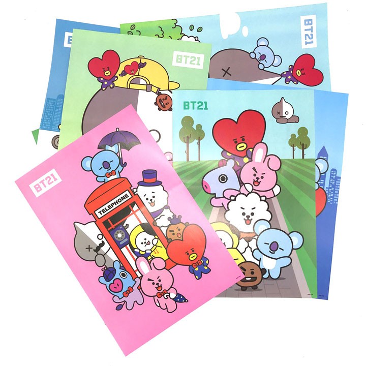 Set poster 8 tấm BT21 đẹp