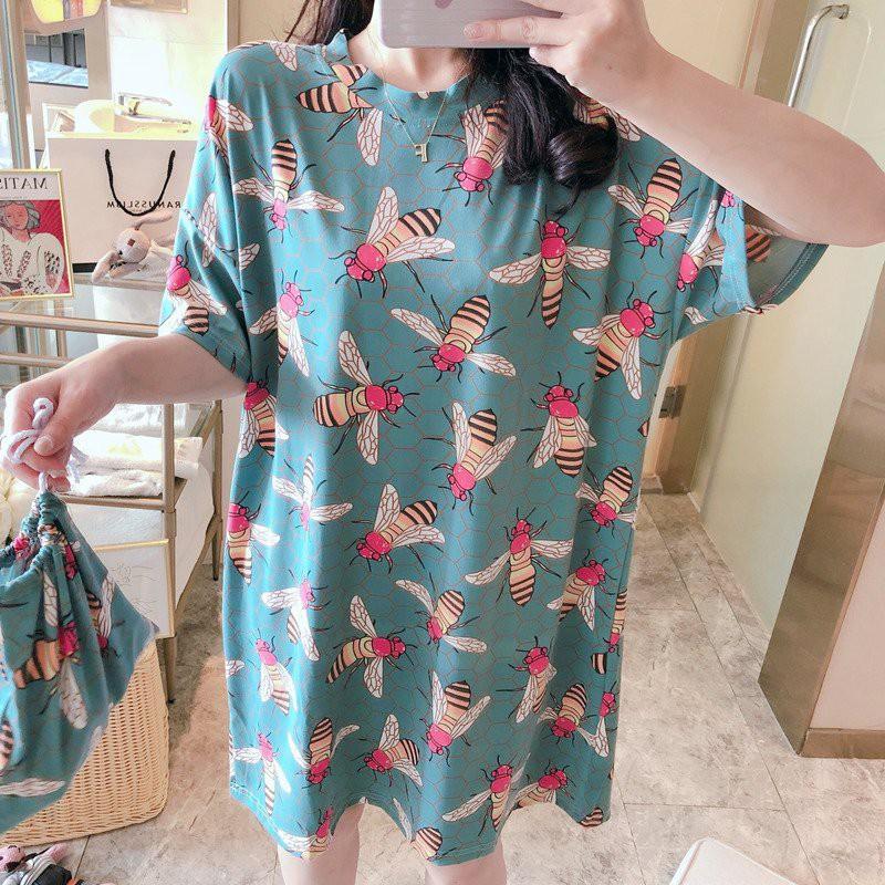 Đầm Ngủ Ngắn Tay Dáng Rộng Xinh Xắn Dành Cho Nữ