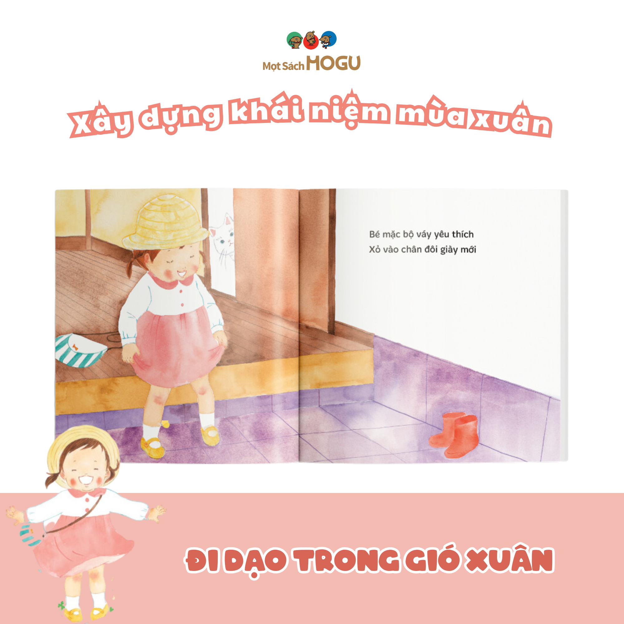 Sách Ehon cho bé 1 3 tuổi - Đi dạo trong gió xuân (Tranh truyện ehon Nhật Bản)