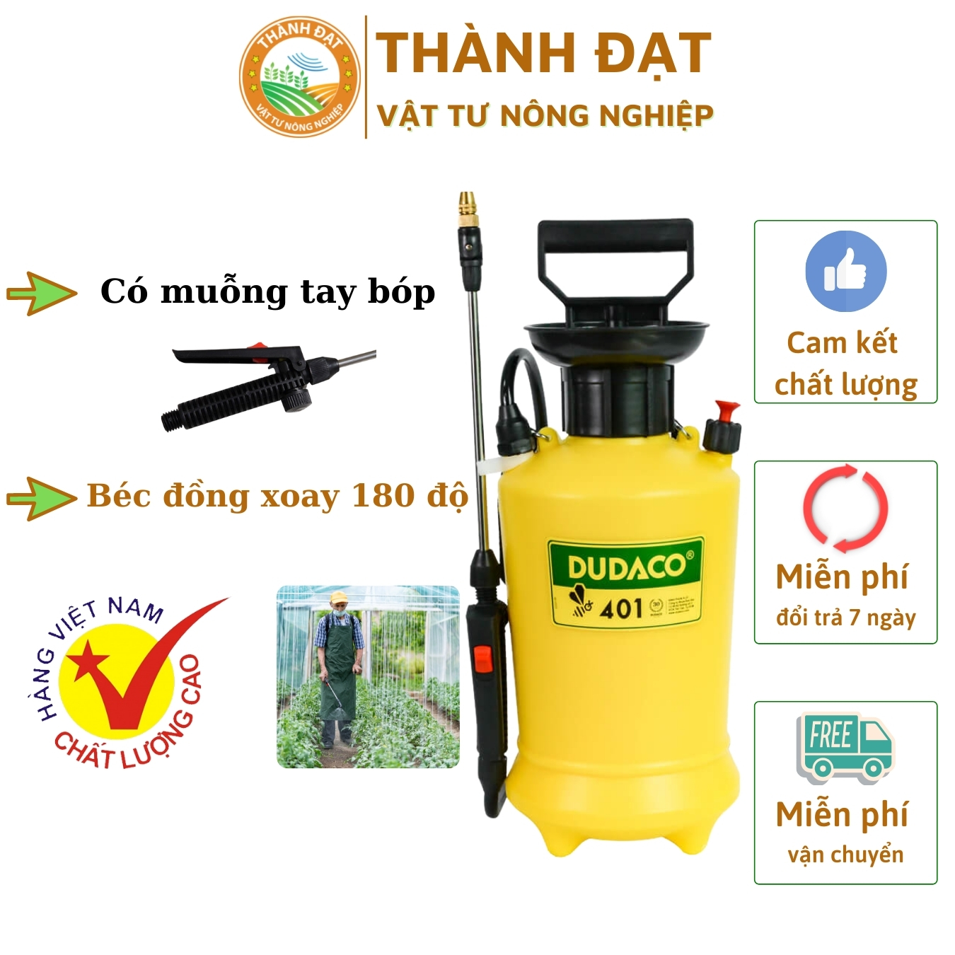 Bình tưới cây phun sương DUDACO 4L bơm tay tưới hoa cây cảnh