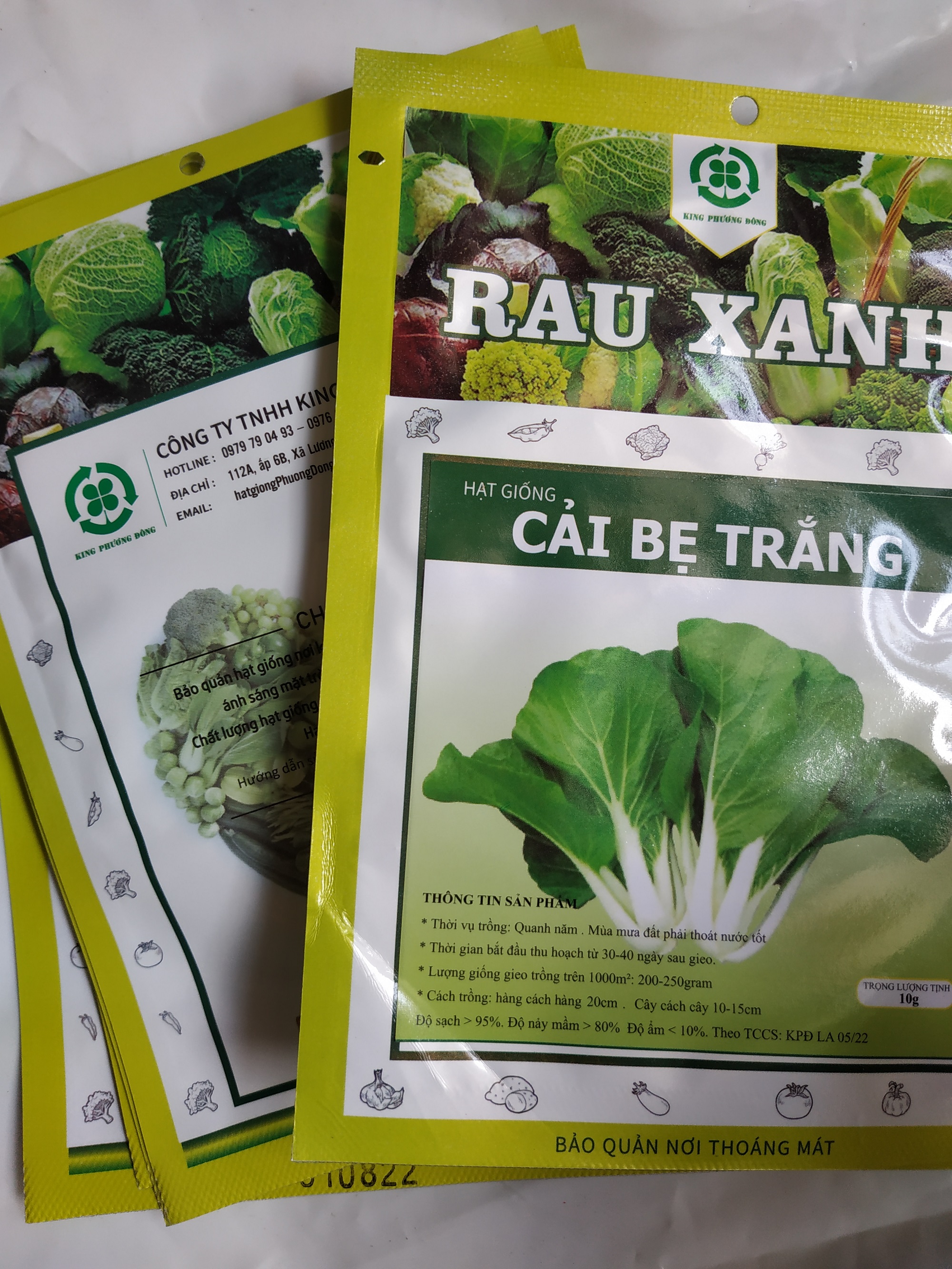 Combo 5 gói Hạt giống CẢI BẸ TRẮNG - gói 10 gram
