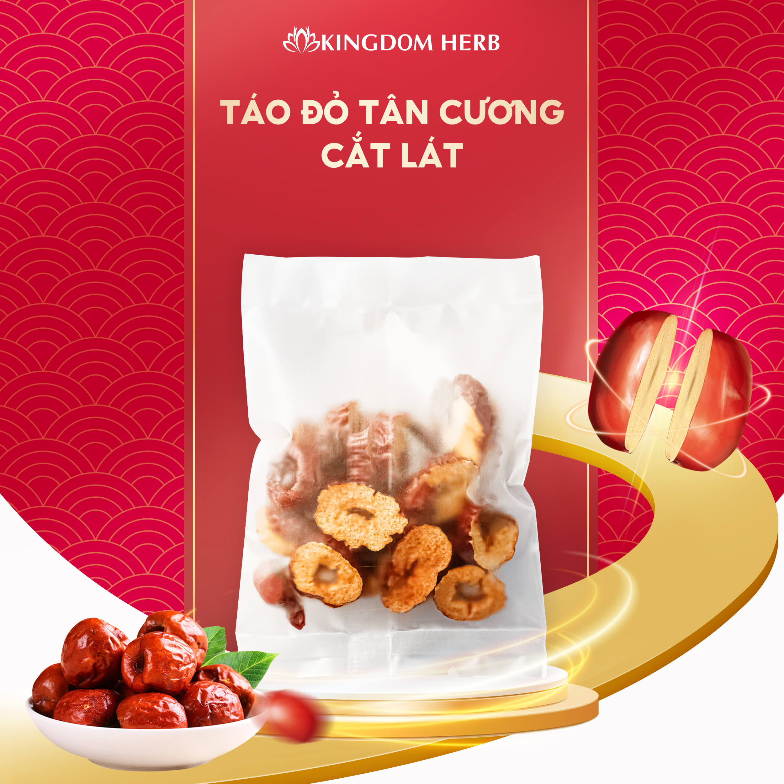 Táo đỏ Tân Cương hữu cơ sấy khô Kingdom Herb chính hãng thượng hạng 10g (mẫu thử) - KQ