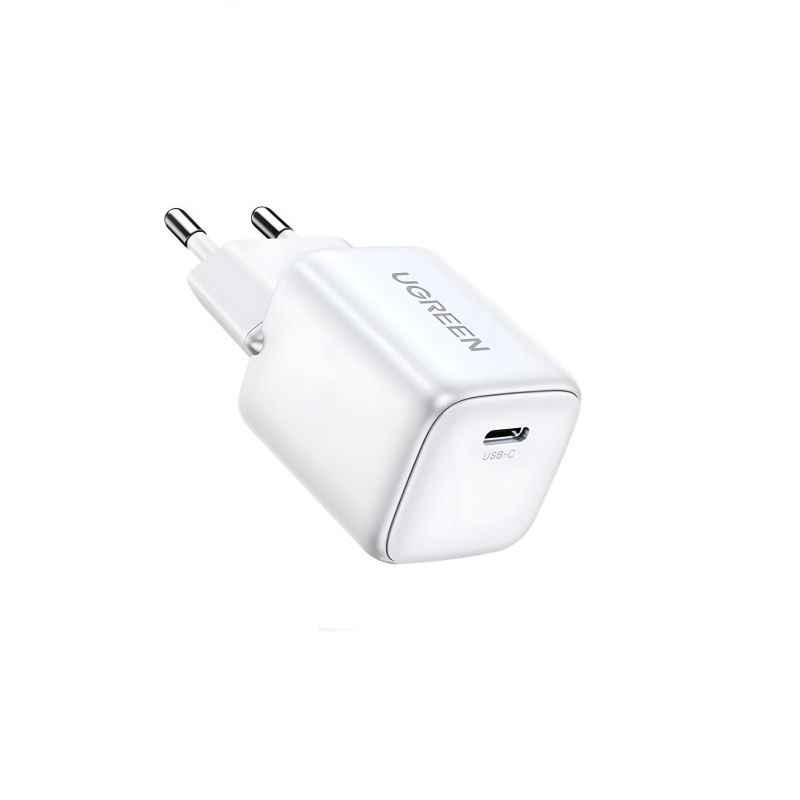 Ugreen UG15324CD318TK 20W 1c GaN Nexode chuẩn cắm EU chân tròn Màu Trắng Củ sạc nhanh USB-C - HÀNG CHÍNH HÃNG