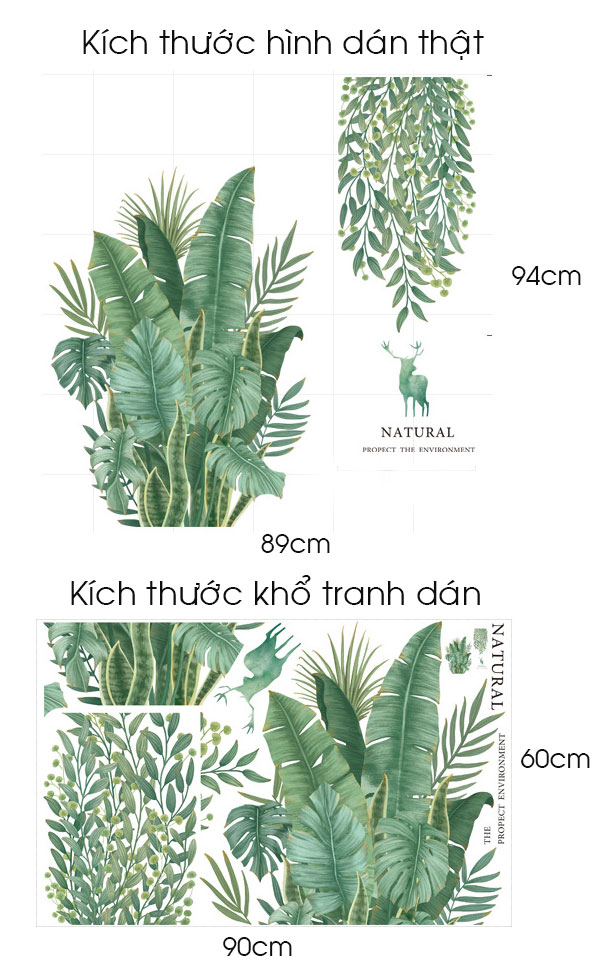 Decal lá xanh rủ trần