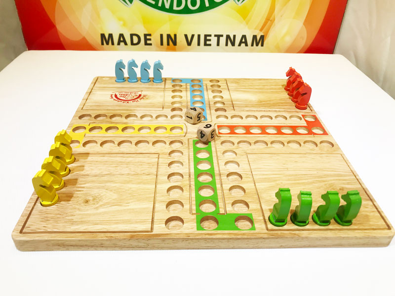 Bộ cờ tứ mã, cờ cá ngựa bằng gỗ cho mọi lứa tuổi, boardgames trí tuệ, đồ chơi gỗ trong nhà