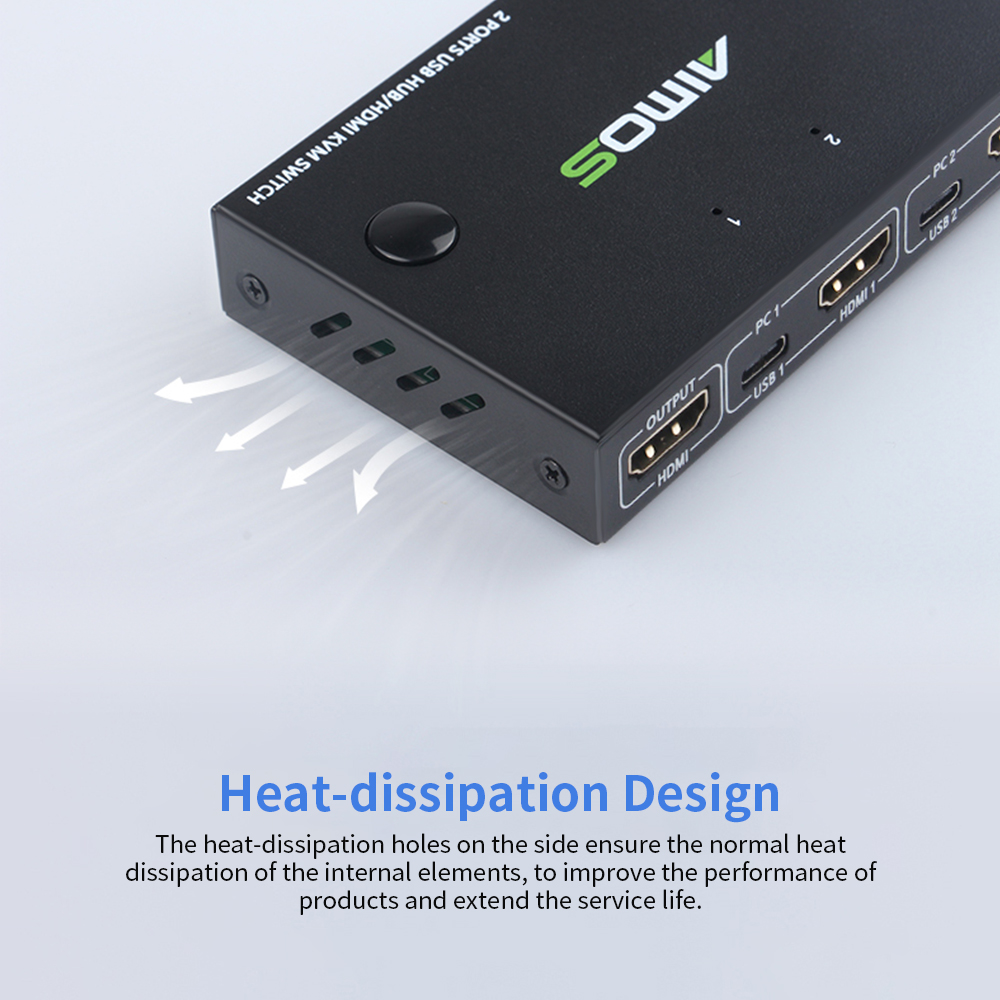 Bộ chuyển mạch bàn phím&chuột USB AIMOS AM-KVM201CC HDMI KVM 2 cổng Hỗ trợ 4K * 2K @ 30Hz
