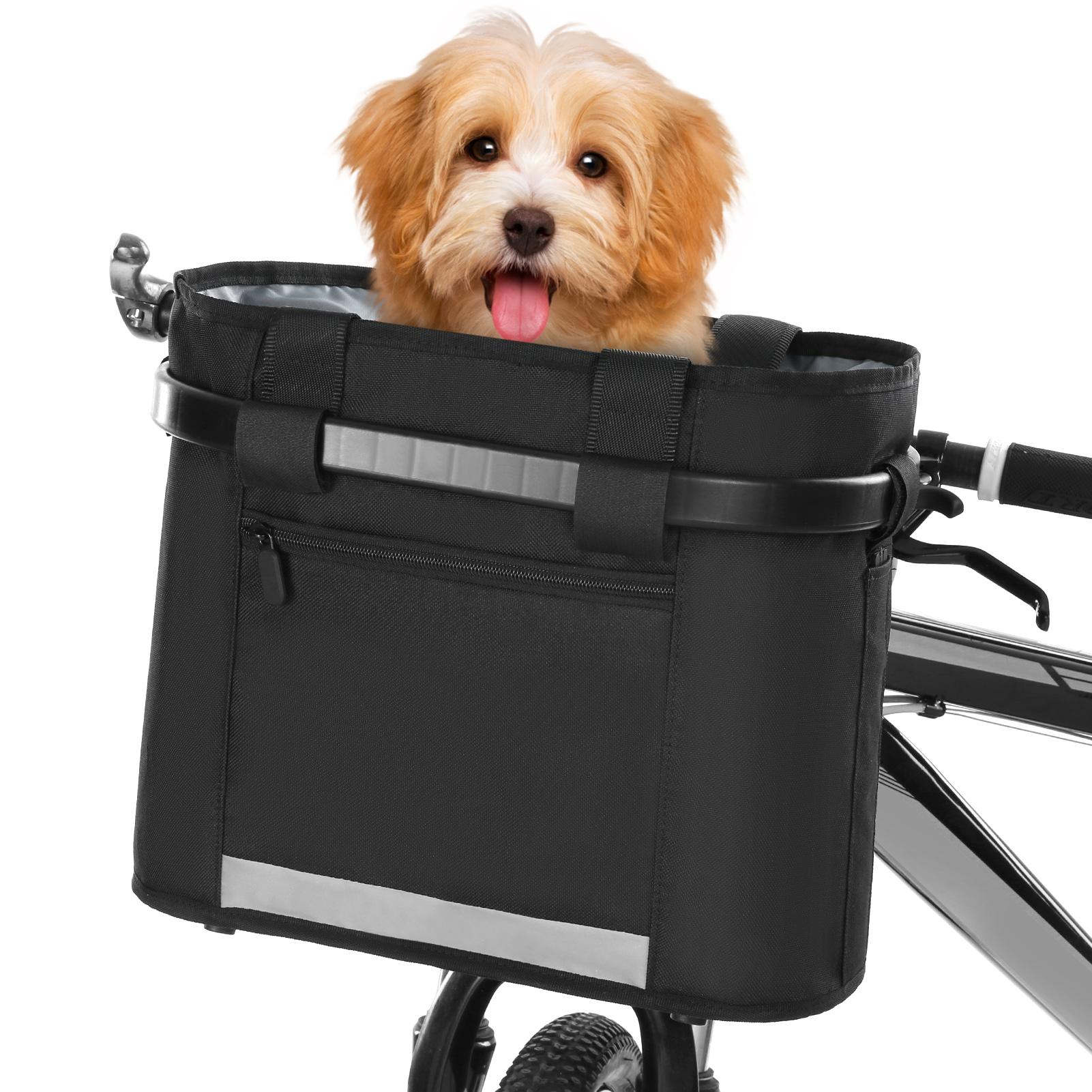 Bike Basket Quick Release Removable Folding Bicycle Handle Basket Pet Cat Dog Carrier Bag Detachable Shoulder Bag Tote
