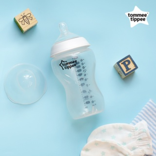 Combo Bình Sữa Tommee Tippee Natural Start Ty Siêu Mềm Tự Nhiên 340ml &amp; Núm Ty Silicon Thay Thế 6M+
