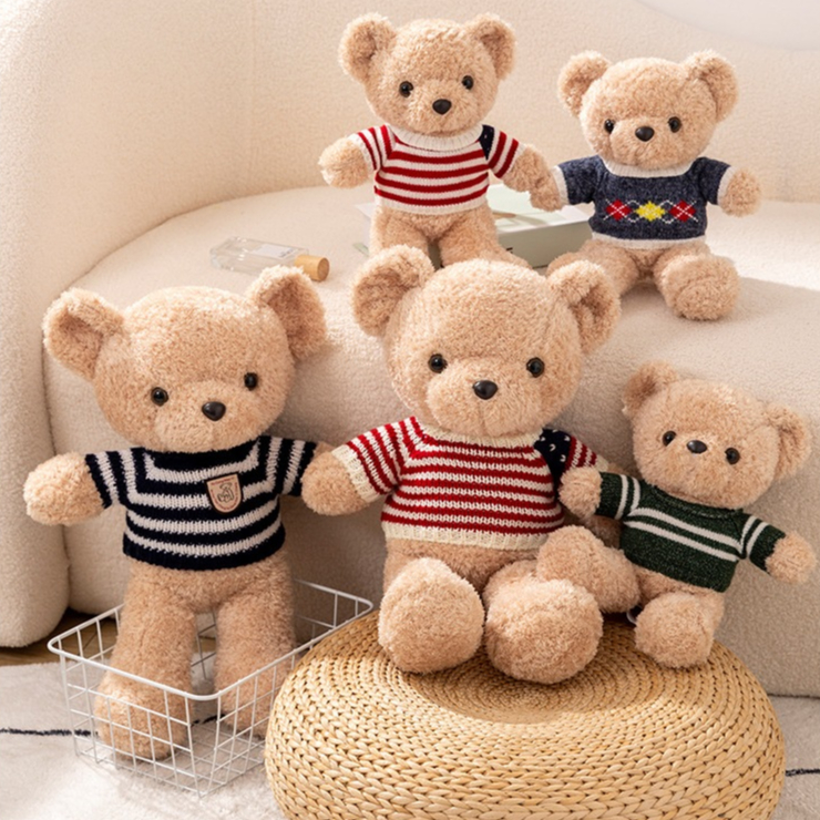 Gấu bông teddy lông xù mặc áo len đáng yêu - Size từ 60cm đến 1m1 - Quà tặng teddy lông xù mỳ nhồi bông siêu to khổng lồ