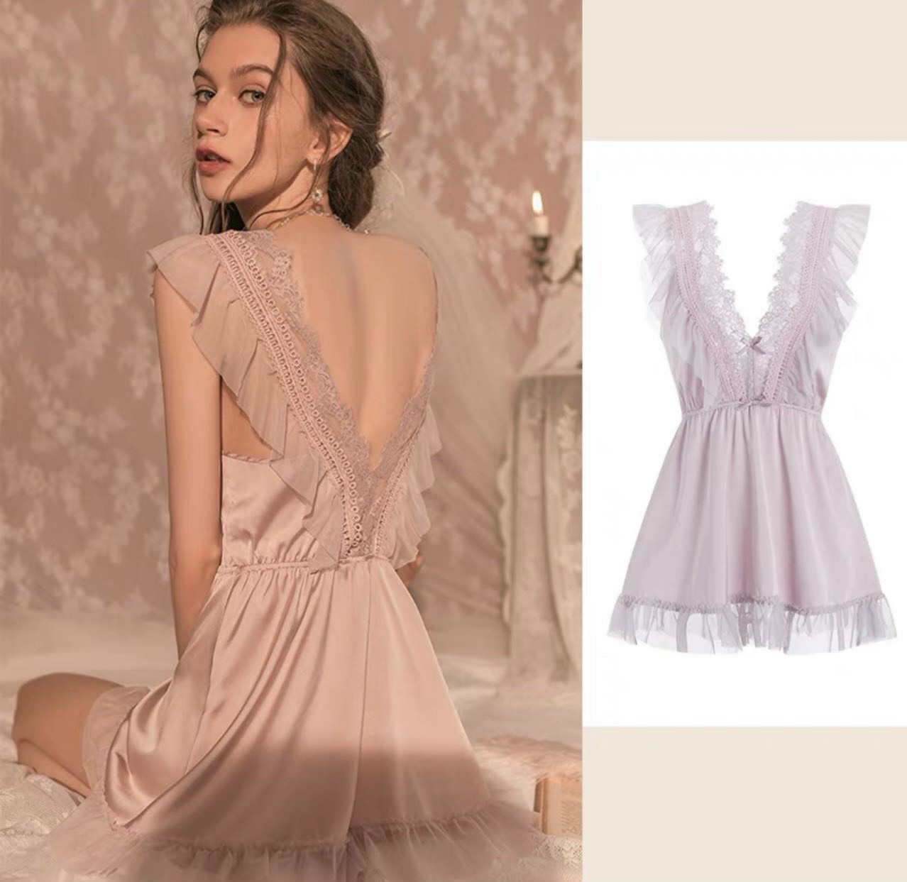 Váy Ngủ Cổ Chữ V Siêu Gợi Cảm - B.Lingerie