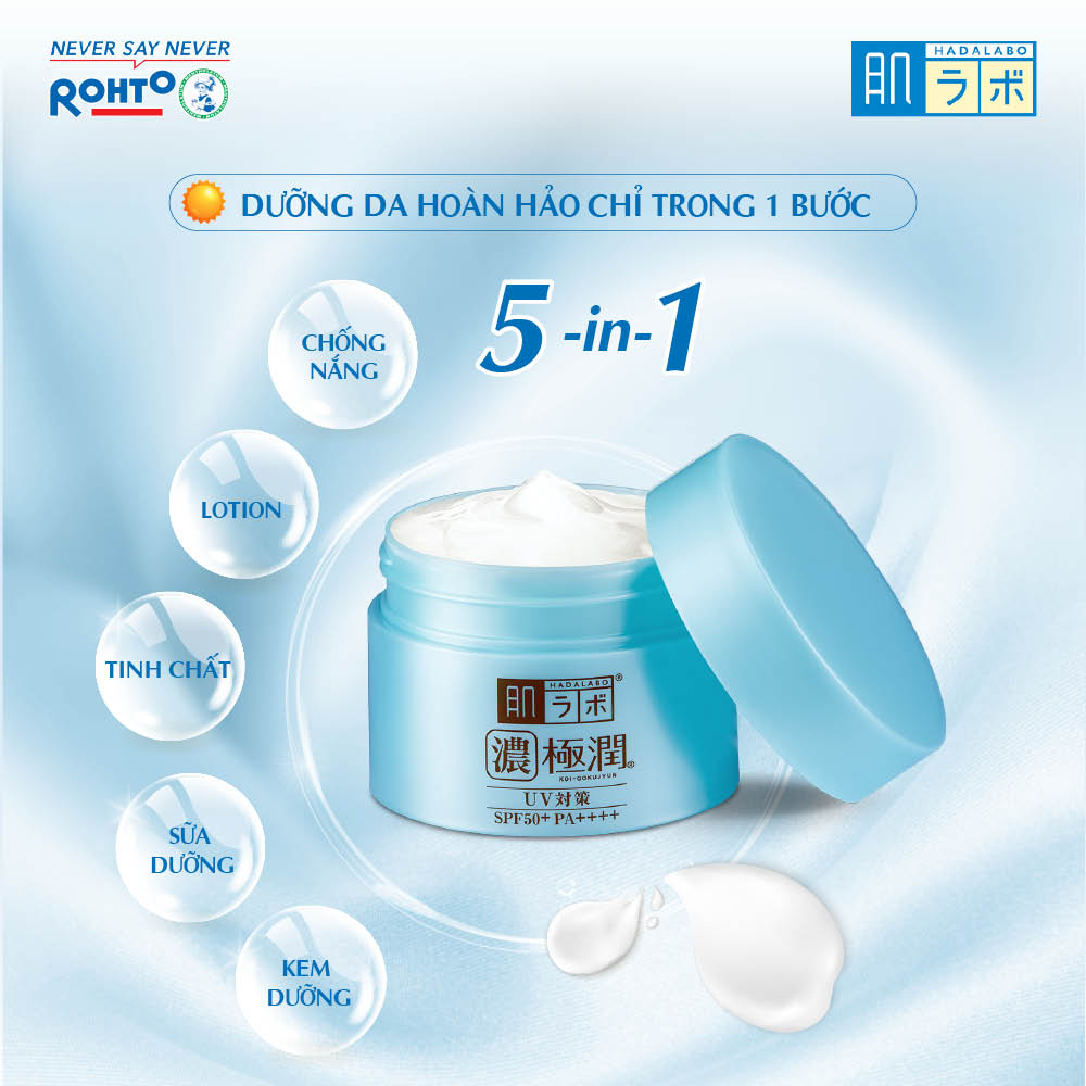 Kem dưỡng ẩm chống nắng ban ngày Hada Labo Koi-Gokujyun UV White Gel SPF50+ PA++++ RMV-RJ-HDLB-UWG