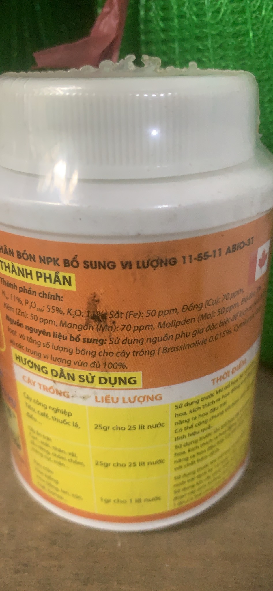 Phân bón siêu lân 11-55-11 tạo mầm hoa cực mạnh lọ 100gr