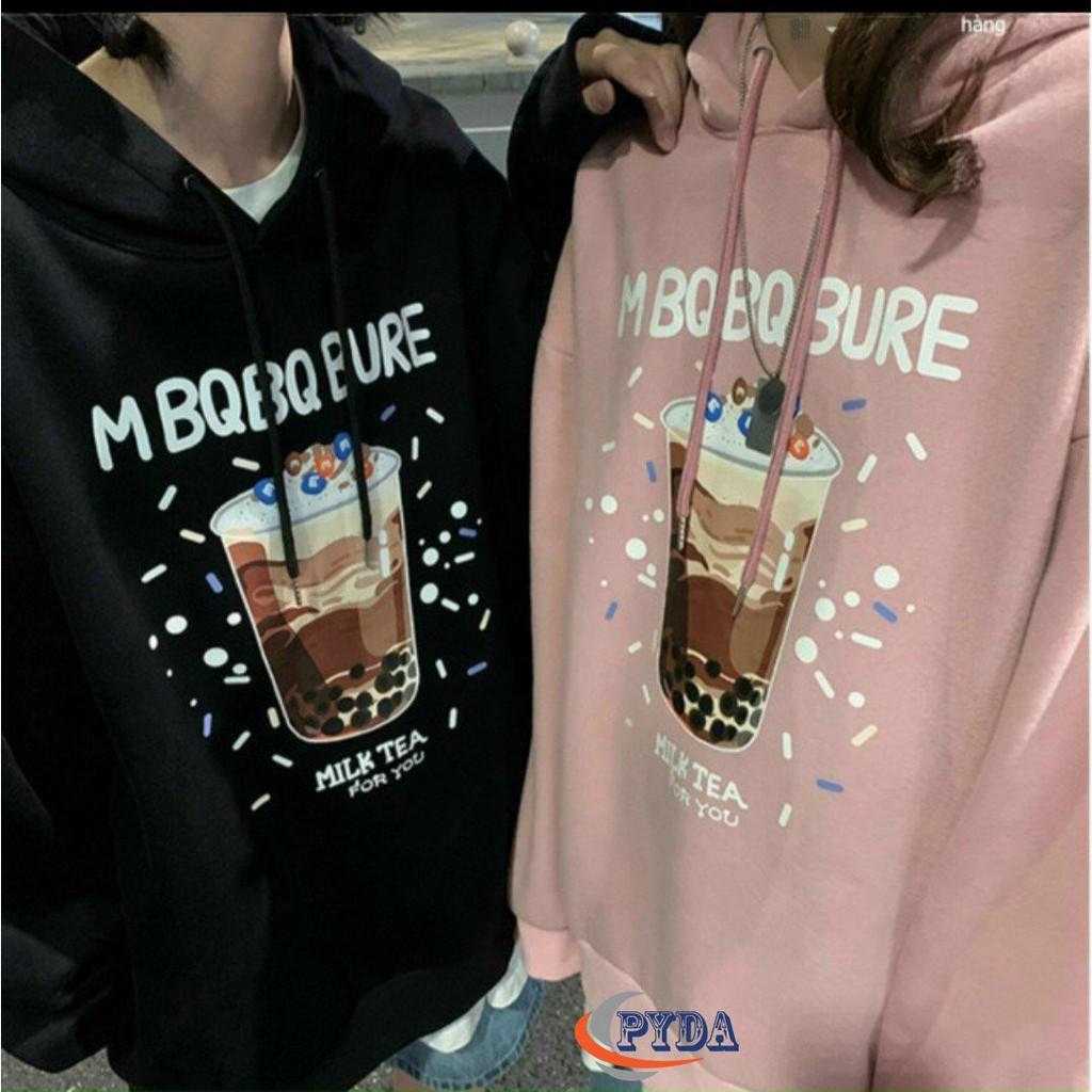 Áo Khoác Hoodie Nỉ Bông Milk Tea Form rộng Unisex Nam Nữ Couple đều mặc được