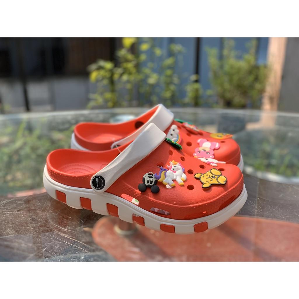 Dép Cross Unisex Tặng 6 sticker - Dép nhựa nữ đi mưa siêu nhẹ sẵn 7 màu IDEP- SL013