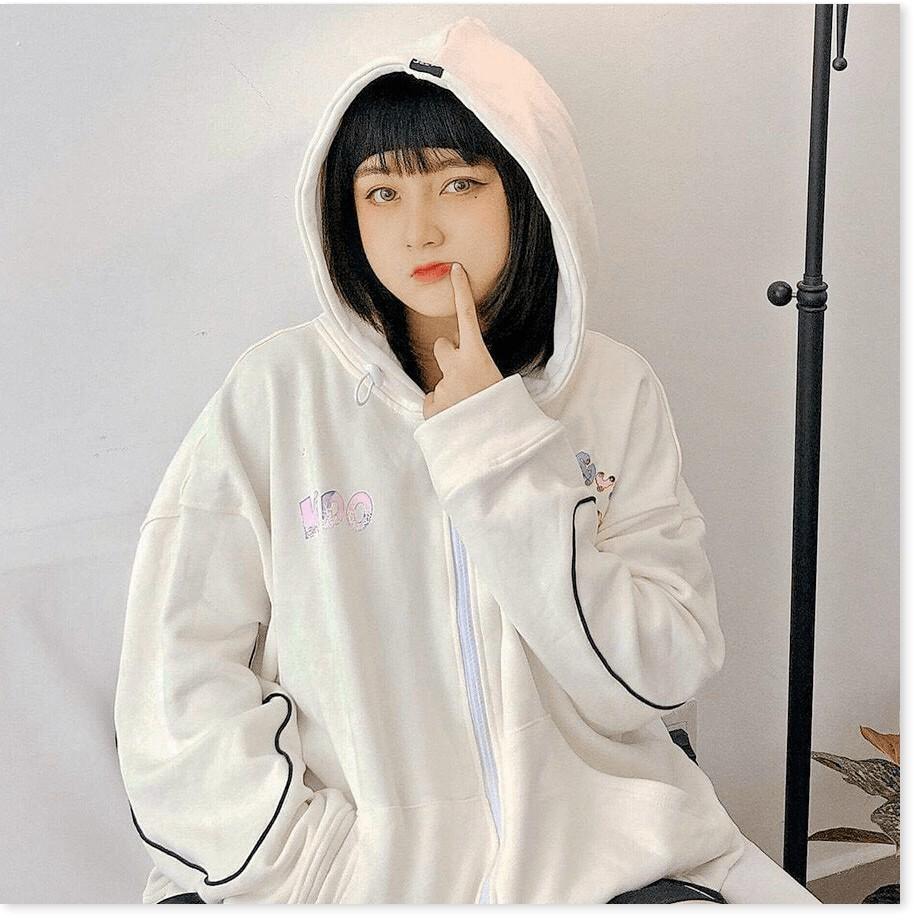 ÁO KHOÁC NỮ VÃI NỈ FORM RÔNG IN HÌNH HỌA TIẾT XIN ĐẸP LANA FASHION
