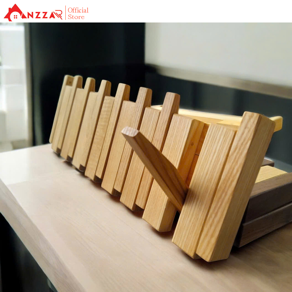 Móc gỗ treo tường cao cấp Anzzar, móc treo quần áo, phụ kiện, giá gỗ treo quần áo-MT06